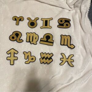 Astrology signs iron on patches gold and black